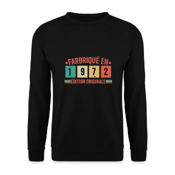 Fabriqué En 1972 édition Originale Cadeau d'annive - Sweat-shirt Unisexe - noir - Devant - Alina (178cm) & Michal (187cm)