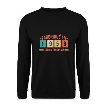 Fabriqué En 1956 édition Originale Cadeau d'annive - Sweat-shirt Unisexe - noir - Devant - Alina (178cm) & Michal (187cm)