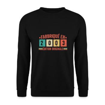 Fabriqué En 2003 édition Originale Cadeau d'annive - Sweat-shirt Unisexe - noir - Devant - Alina (178cm) & Michal (187cm)
