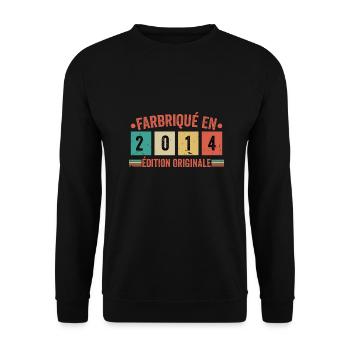 Fabriqué En 2014 édition Originale Cadeau d'anniv - Sweat-shirt Unisexe - noir - Devant - Alina (178cm) & Michal (187cm)