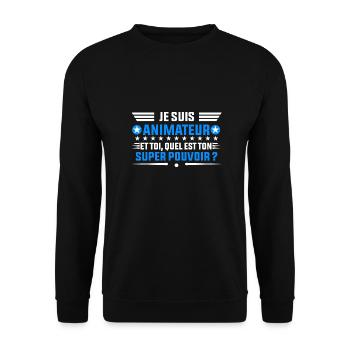 je suis Animateur idée cadeau animateur - Sweat-shirt Unisexe - noir - Devant - Alina (178cm) & Michal (187cm)