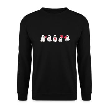 Geister der Liebe - Geschenk zum Valentinstag - Unisex Pullover - Schwarz - Vorne - Alina (178cm) & Michal (187cm)