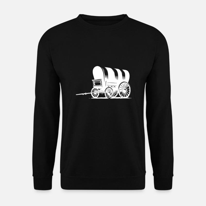 Wagon couvert avec bâche rayée - Sweat-shirt Unisexe - noir