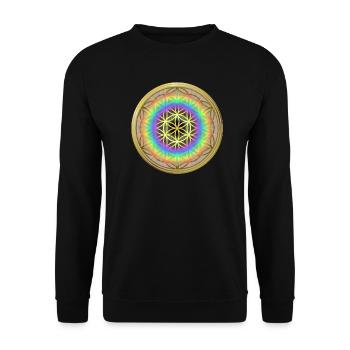 Blume des Lebens - Irisierendes Gold - Unisex Pullover - Schwarz - Vorne - Alina (178cm) & Michal (187cm)