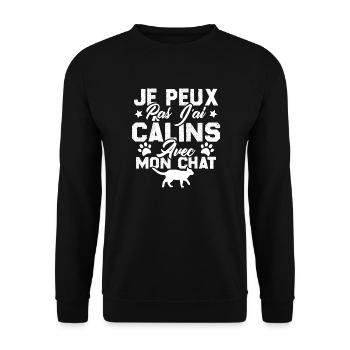 je peux pas j'ai câlins avec mon chat - Sweat-shirt Unisexe - noir - Devant - Alina (178cm) & Michal (187cm)