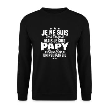 Pas parfait mais je suis papy c'est un peu pareil - Sweat-shirt Unisexe - noir - Devant - Alina (178cm) & Michal (187cm)