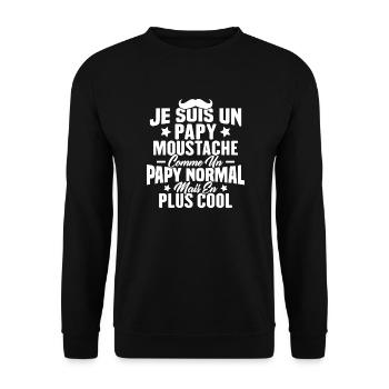 Un papy moustache comme un papy normal - Sweat-shirt Unisexe - noir - Devant - Alina (178cm) & Michal (187cm)