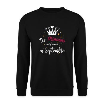 Les Princesse sont nées en Septembre - Sweat-shirt Unisexe - noir - Devant - Alina (178cm) & Michal (187cm)