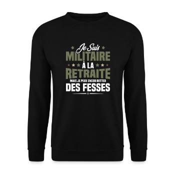 Humour Cadeau Je suis Militaire À La Retraite - Sweat-shirt Unisexe - noir - Devant - Alina (178cm) & Michal (187cm)
