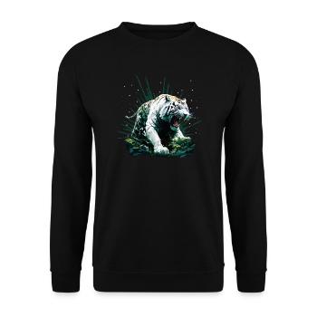 Tigre rugissant blanc en colère dans la jungle - Sweat-shirt Unisexe - noir - Devant - Alina (178cm) & Michal (187cm)