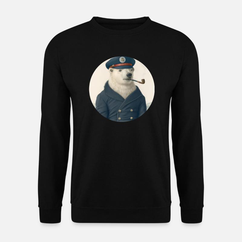 Alter Seebär - Eisbär mit Pfeife - Unisex Pullover - Schwarz