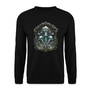 Zauberpilze, Pilze, Magic mushrooms, distressed - Unisex Pullover - Schwarz - Vorne - Alina (178cm) & Michal (187cm)