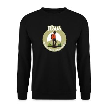 Jesus Christus von Nazareth Glaube Bibel Jesus - Unisex Pullover - Schwarz - Vorne - Alina (178cm) & Michal (187cm)