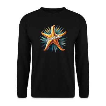 Küstendeern Seestern mit Schriftzug - Unisex Pullover - Schwarz - Vorne - Alina (178cm) & Michal (187cm)