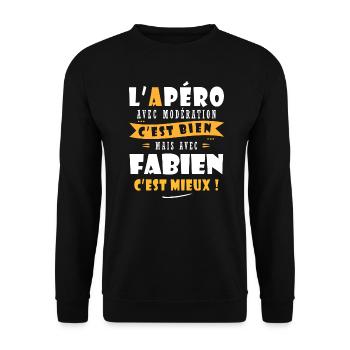 Fabien Apero Humour personnalisé fabien - Sweat-shirt Unisexe - noir - Devant - Alina (178cm) & Michal (187cm)