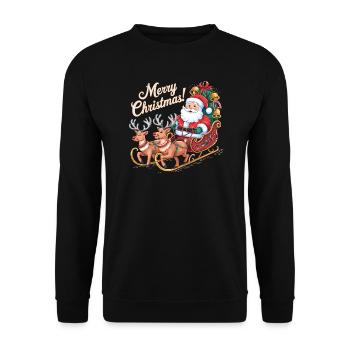 Santa Claus Reindeer Sleigh Merry Christmas - Unisex Sweatshirt - black - Front - Alina (178cm) & Michal (187cm)