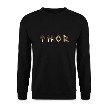 nordische Wikinger Thor Mythologie Odin Geschenk - Unisex Pullover - Schwarz - Vorne - Alina (178cm) & Michal (187cm)