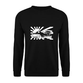 Supra A80 Sonne Geschenk JDM Motorsport Japan Auto - Unisex Pullover - Schwarz - Vorne - Alina (178cm) & Michal (187cm)