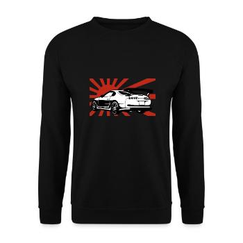 Supra A80 Sonne Geschenk JDM Motorsport Japan Auto - Unisex Pullover - Schwarz - Vorne - Alina (178cm) & Michal (187cm)