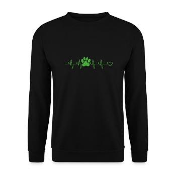 Pfote Herzschlag Hund Haustier - Unisex Pullover - Schwarz - Vorne - Alina (178cm) & Michal (187cm)