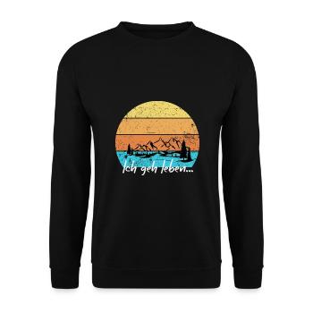 ich geh leben - Unisex Pullover - Schwarz - Vorne - Alina (178cm) & Michal (187cm)