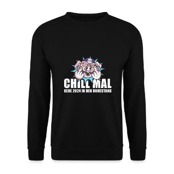 Chill Mal Gehe 2024 In Den Ruhestand Rente 2024 - Unisex Pullover - Schwarz - Vorne - Alina (178cm) & Michal (187cm)
