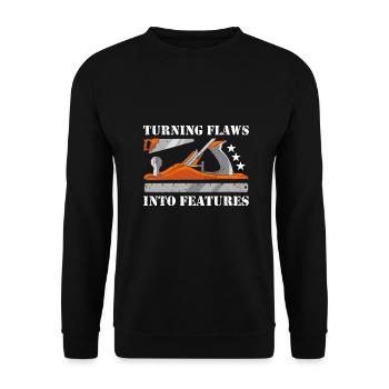 Un charpentier transforme les défauts en caractéristiques Travail du bois - Sweat-shirt Unisexe - noir - Devant - Alina (178cm) & Michal (187cm)