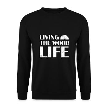 Carpenter Living The Wood Life Woodworking - Unisex Pullover - Schwarz - Vorne - Alina (178cm) & Michal (187cm)