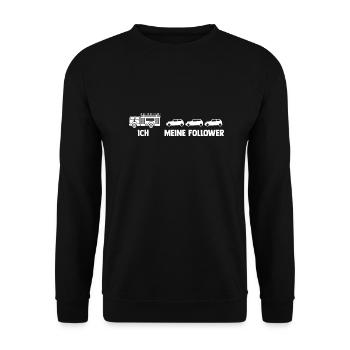 Feuerwehrmann Feuerwehrauto Feuerwehr - Unisex Pullover - Schwarz - Vorne - Alina (178cm) & Michal (187cm)