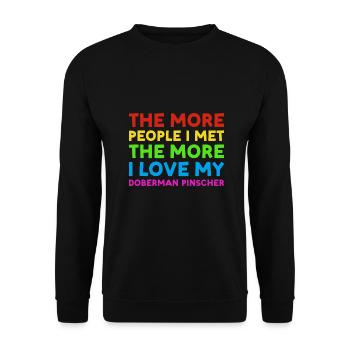 More People I Met More I Love Doberman Pinscher - Unisex Sweatshirt - black - Front - Alina (178cm) & Michal (187cm)
