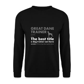 Définition de l’entraîneur de Dogue allemand - Sweat-shirt Unisexe - noir - Devant - Alina (178cm) & Michal (187cm)