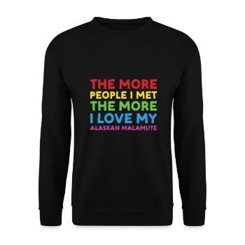 Les gens que j’ai rencontrés J’adore le Malamute d’Alaska - Sweat-shirt Unisexe - noir - Devant - Alina (178cm) & Michal (187cm)