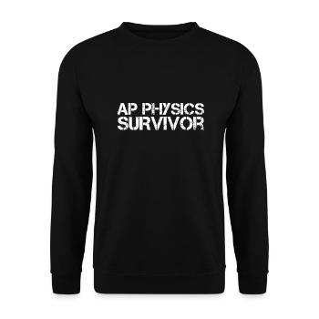 AP Physics Funny High School AP Class Survivor - Unisex Sweatshirt - black - Front - Alina (178cm) & Michal (187cm)