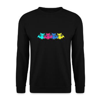 80s 90s Retro Bat Halloween Bats - Unisex Sweatshirt - black - Front - Alina (178cm) & Michal (187cm)