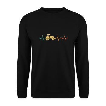 Tractor Heartbeat Retro Farmer - Unisex Sweatshirt - black - Front - Alina (178cm) & Michal (187cm)
