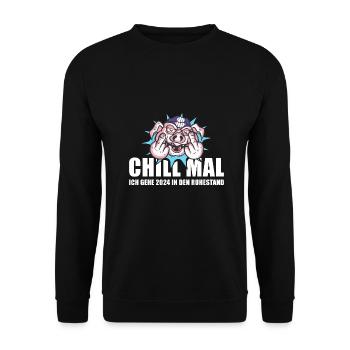 Chill Mal Ich Gehe 2024 In Den Ruhestand Rente - Unisex Pullover - Schwarz - Vorne - Alina (178cm) & Michal (187cm)