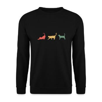 Katze Retro Haustier Geschenk - Unisex Pullover - Schwarz - Vorne - Alina (178cm) & Michal (187cm)