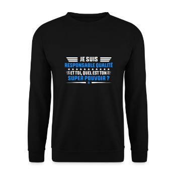 Je Suis Responsable qualité idée cadeau homme shi - Sweat-shirt Unisexe - noir - Devant - Alina (178cm) & Michal (187cm)