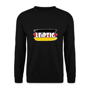 Leipzig Deutschland Flagge - Unisex Pullover - Schwarz - Vorne - Alina (178cm) & Michal (187cm)