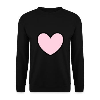 rosarotes Herz Herz rosa Geschenk Valentinstag - Unisex Pullover - Schwarz - Vorne - Alina (178cm) & Michal (187cm)