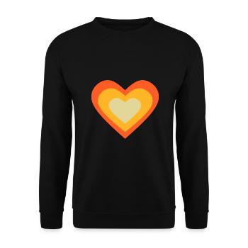 orange heart orange heart pattern retro 70s - Unisex Sweatshirt - black - Front - Alina (178cm) & Michal (187cm)