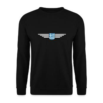 I Love Greece Fan, Design T-Shirt Outfit - Unisex Sweatshirt - black - Front - Alina (178cm) & Michal (187cm)