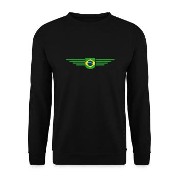 Ich liebe Brasilien Outfit T-Shirt Design Geschenk - Unisex Pullover - Schwarz - Vorne - Alina (178cm) & Michal (187cm)