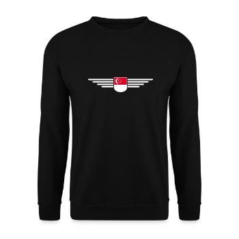 Singapur Fan Outfit Design T Shirt - Unisex Pullover - Schwarz - Vorne - Alina (178cm) & Michal (187cm)