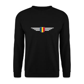 Bukarest T Shirt für Rumänien Fans Outfit - Unisex Pullover - Schwarz - Vorne - Alina (178cm) & Michal (187cm)