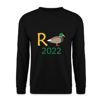 Rente Ente 2022 Ruhestand Pension Oma Opa Geschenk - Unisex Pullover - Schwarz - Vorne - Alina (178cm) & Michal (187cm)