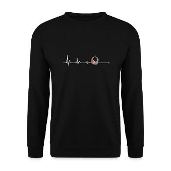 Headphone Heartbeat Dj Discjockey Music Festival - Unisex Sweatshirt - black - Front - Alina (178cm) & Michal (187cm)