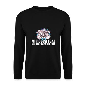 Mir Doch Egal Ich Gehe 2024 In Rente Rente 2024 - Unisex Pullover - Schwarz - Vorne - Alina (178cm) & Michal (187cm)