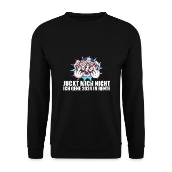 Juckt Mich Nicht Ich Gehe 2024 In Rente Rente 2024 - Unisex Pullover - Schwarz - Vorne - Alina (178cm) & Michal (187cm)