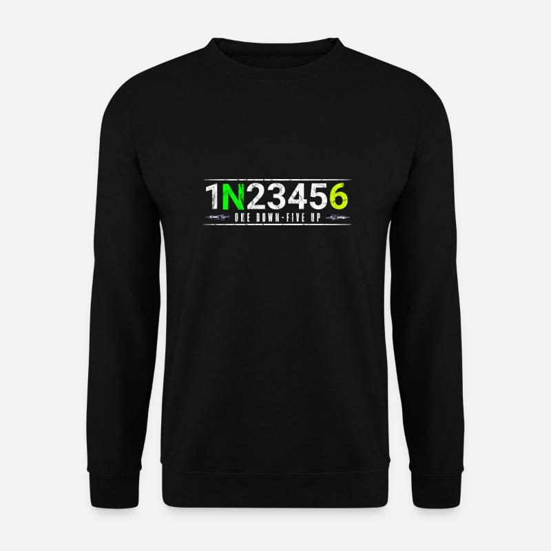 Motorrad Gänge 1N23456 Motorradfahrer Geschenk - Unisex Pullover - Schwarz